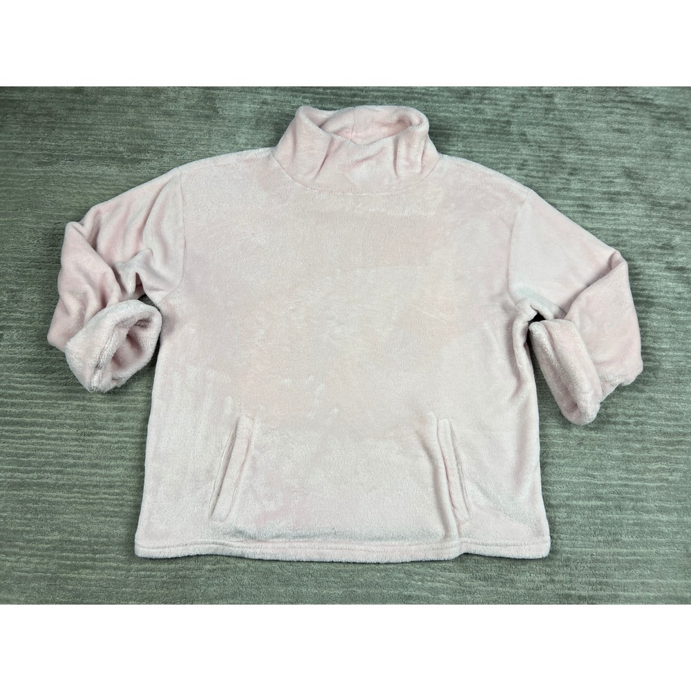 Karen Neuburger Fleece Pullover Womens Large Pink Funnel Neck RF0150M Plush Cozy